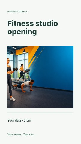 People exercising in gym with weights and treadmill in Fitness studio opening instagram story template