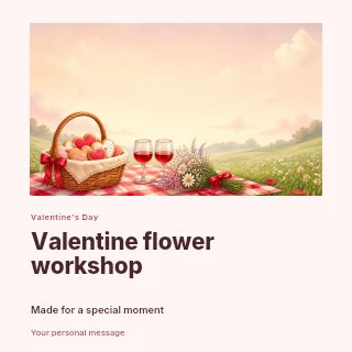 Valentine flower workshop social media post template · Gallery editorial