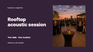 Rooftop acoustic session youtube thumbnail template · Horizontal photo dialogue