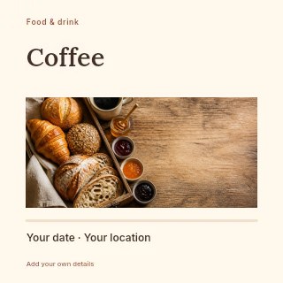 Rustic breakfast tray with bread and coffee in Coffee · Title & photograph
