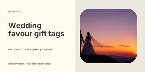 Wedding favour gift tags gift voucher template