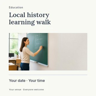 Local history learning walk social media post template · Title & photograph