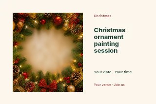 Christmas ornament painting session postcard template · Horizontal photo dialogue