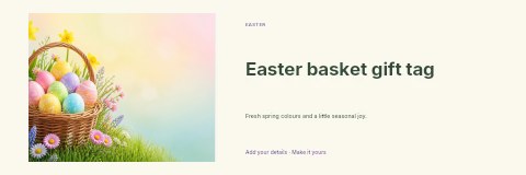 Easter basket gift tag banner template