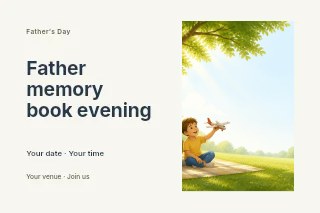 Father memory book evening postcard template · Horizontal photo dialogue