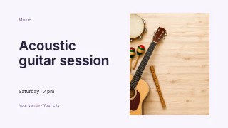 Acoustic instruments on wooden surface in Acoustic guitar session · Horizontal photo dialogue