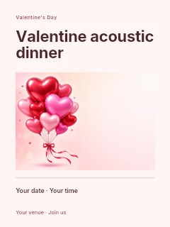 Valentine acoustic dinner poster template · Title & photograph
