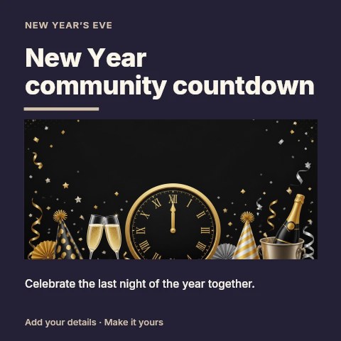New Year community countdown social media post template