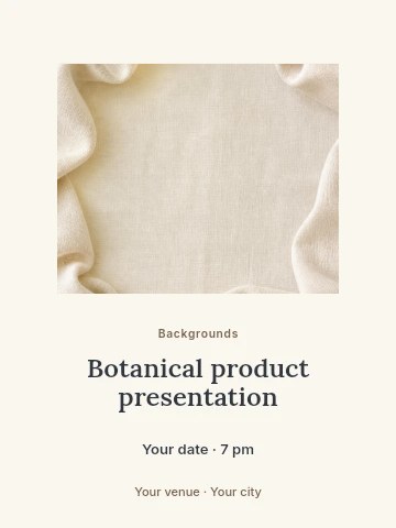 creamy beige textured fabric frame background in Botanical product presentation poster template