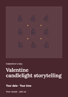 Valentine heart candle · Scattered Pattern in Valentine candlelight storytelling flyer · Gallery editorial
