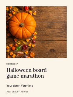 Halloween board game marathon poster template · Gallery editorial
