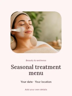 Seasonal treatment menu poster template · Picture window