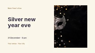 elegant silver masquerade mask with confetti in Silver New Year Eve · Horizontal photo dialogue