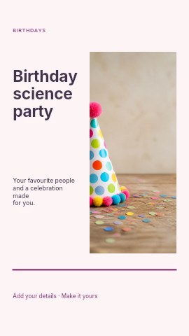 Birthday science party instagram story template