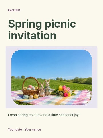 Spring picnic invitation poster template