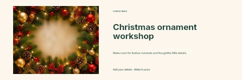Christmas ornament workshop banner template