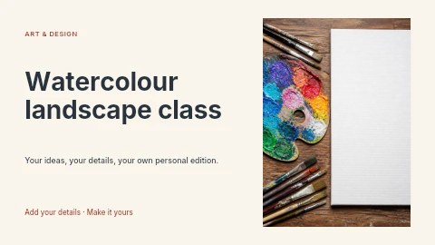 Watercolour landscape class presentation cover template