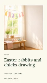 Easter rabbits and chicks drawing instagram story template · Gallery editorial