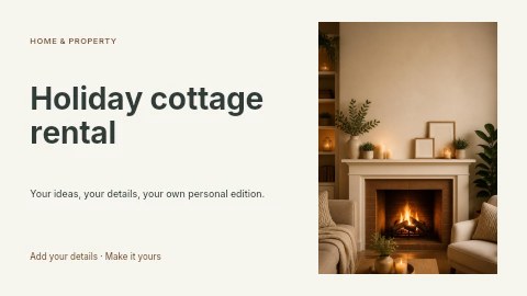 Holiday cottage rental presentation cover template