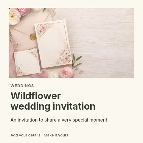 Wildflower wedding invitation social media post template