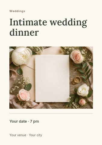 Intimate wedding dinner flyer template