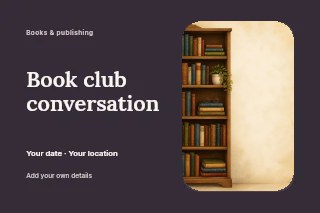 Book club conversation postcard template · Horizontal photo dialogue