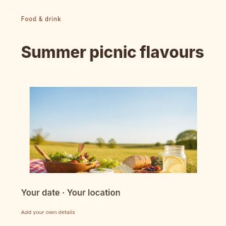 Summer picnic flavours social media post template · Modern programme