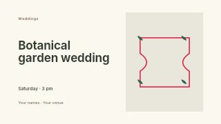 Ticket frame · leaf ornaments and single border in Botanical garden wedding · Horizontal photo dialogue