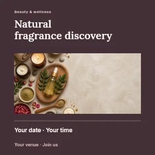 Natural fragrance discovery social media post template · Title & photograph