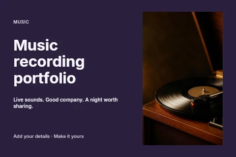Music recording portfolio postcard template