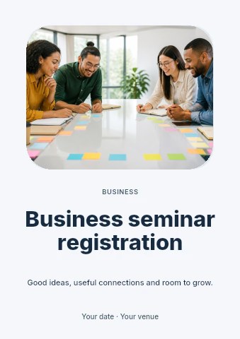 Business seminar registration flyer template