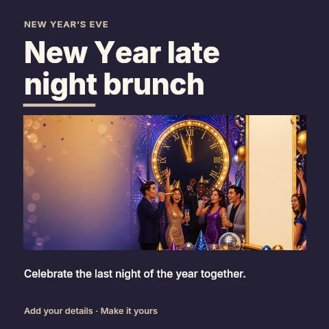 New Year late night brunch social media post template