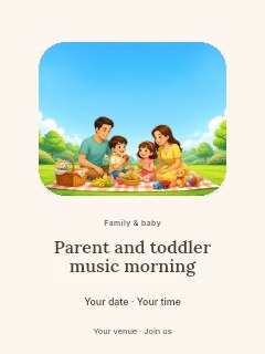 Parent and toddler music morning poster template · Picture window