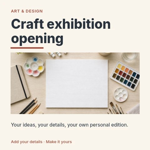 Craft exhibition opening social media post template