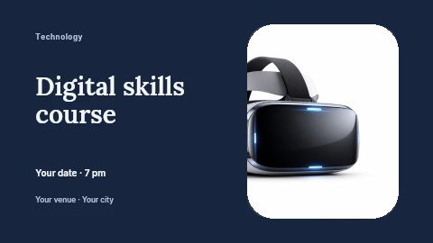 modern virtual reality headset isolated in Digital skills course presentation cover template
