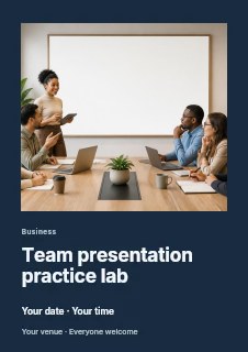 Team presentation practice lab flyer template · Gallery editorial