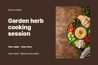 Garden herb cooking session postcard template · Horizontal photo dialogue
