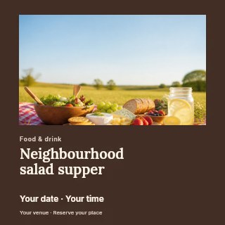 Neighbourhood salad supper social media post template · Gallery editorial