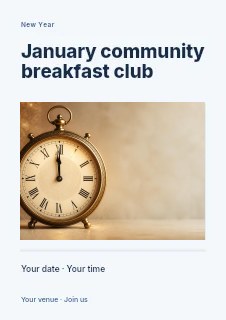January community breakfast club flyer template · Title & photograph
