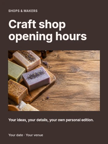Handmade Lavender Soap and Skincare Set in Craft shop opening hours poster template