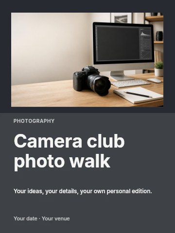 Camera club photo walk poster template