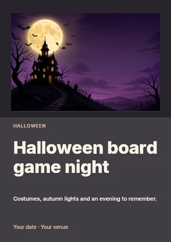 Halloween board game night flyer template