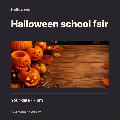 Halloween school fair social media post template