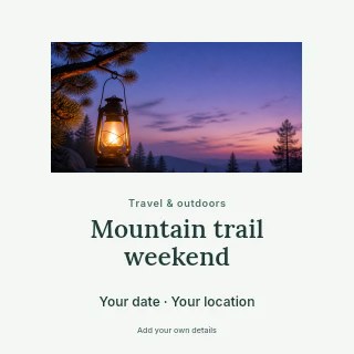 Lantern hanging from tree at sunset in Mountain trail weekend · Picture window