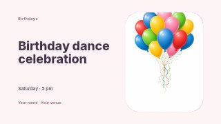 Birthday dance celebration presentation cover template · Horizontal photo dialogue