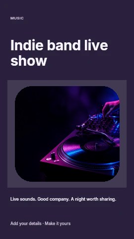 Indie band live show instagram story template