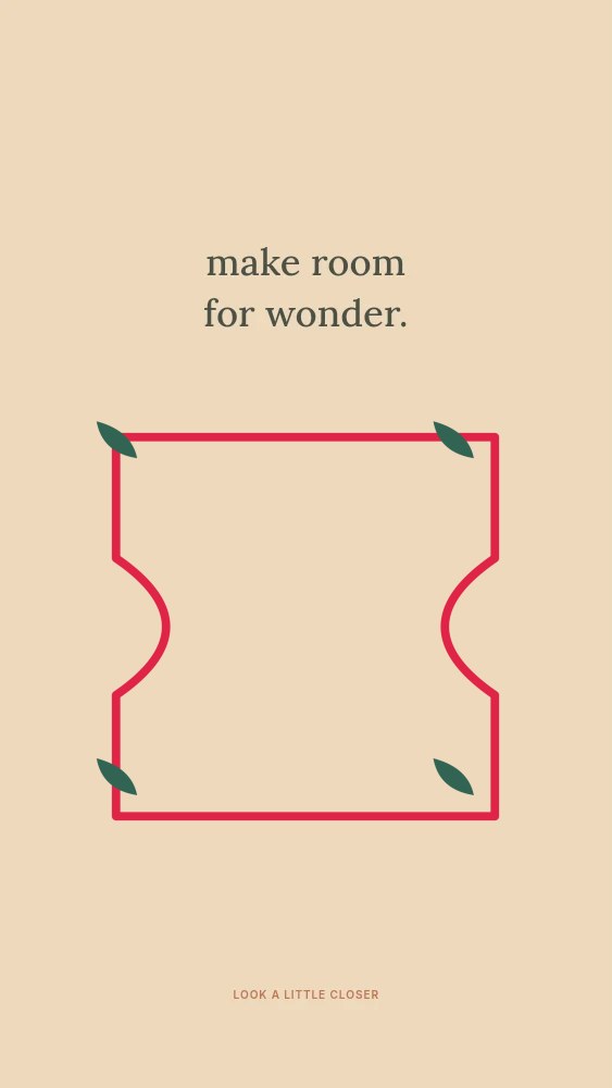 Ticket frame · leaf ornaments and single border in Make room for wonder · Abstract wallpaper