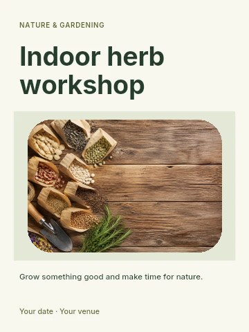 Indoor herb workshop invitation template