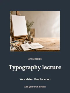Typography lecture greeting card template · Picture window