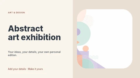 Abstract Geometric Shapes on White Background in Abstract art exhibition presentation cover template
